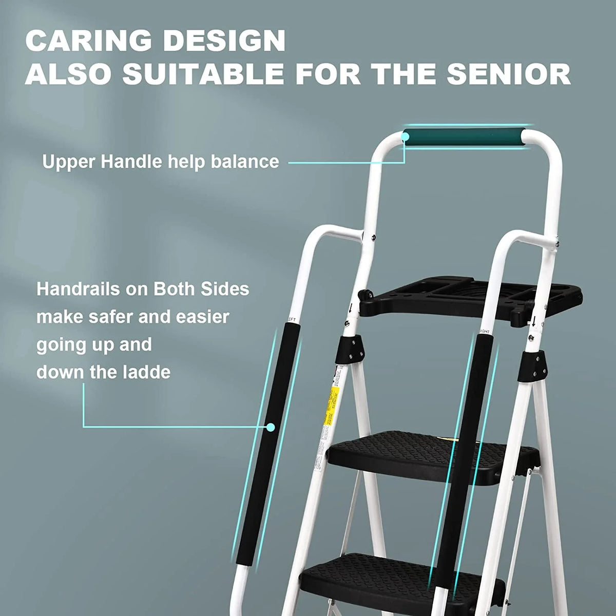 Folding 5-Step Ladder with Handrails and Tool Tray B8686