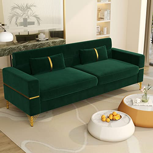 86" Velvet 3 Seater Oversized Sofa with 2 Pillows Z81663