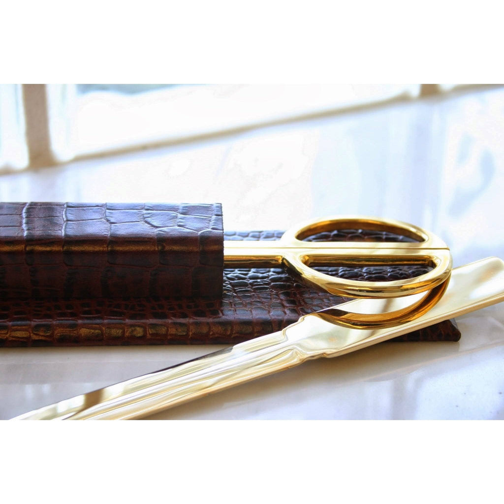 Crocodile Embossed Leather Library Set K58977