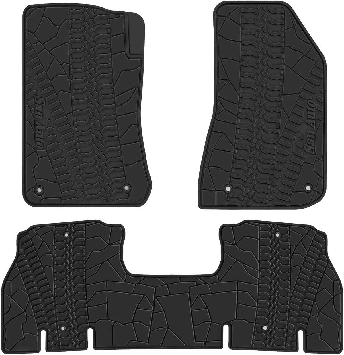 Black Rubber Car Floor Mat Pack of 2 K324