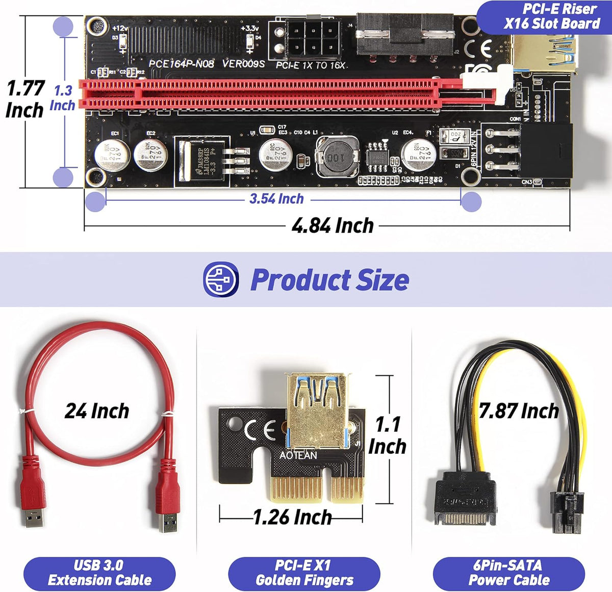 PCIE Riser Express Cable 1X to 16X 6 Pack U82469