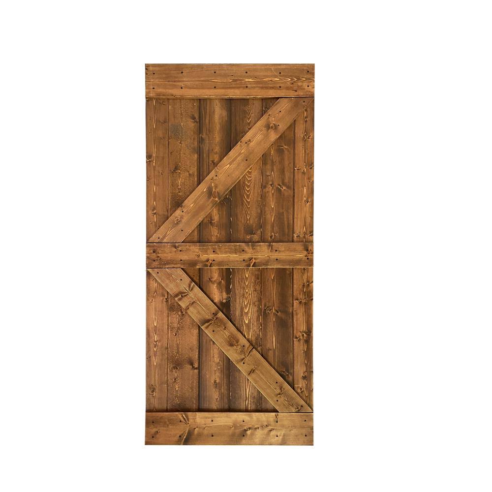 Brown Solid Knotty Pine Wood Interior Sliding Barn Door Slab W55953