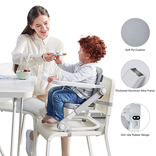 Toddler Booster Seat with Aluminum Frame, Soft PU Cushion, Grey E406876