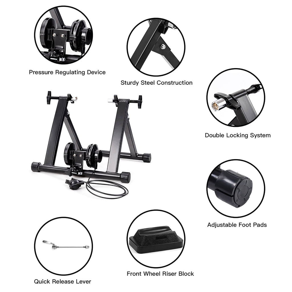 Magnetic Indoor Bicycle Trainer Exercise Stand 8 Levels - Black Y51274