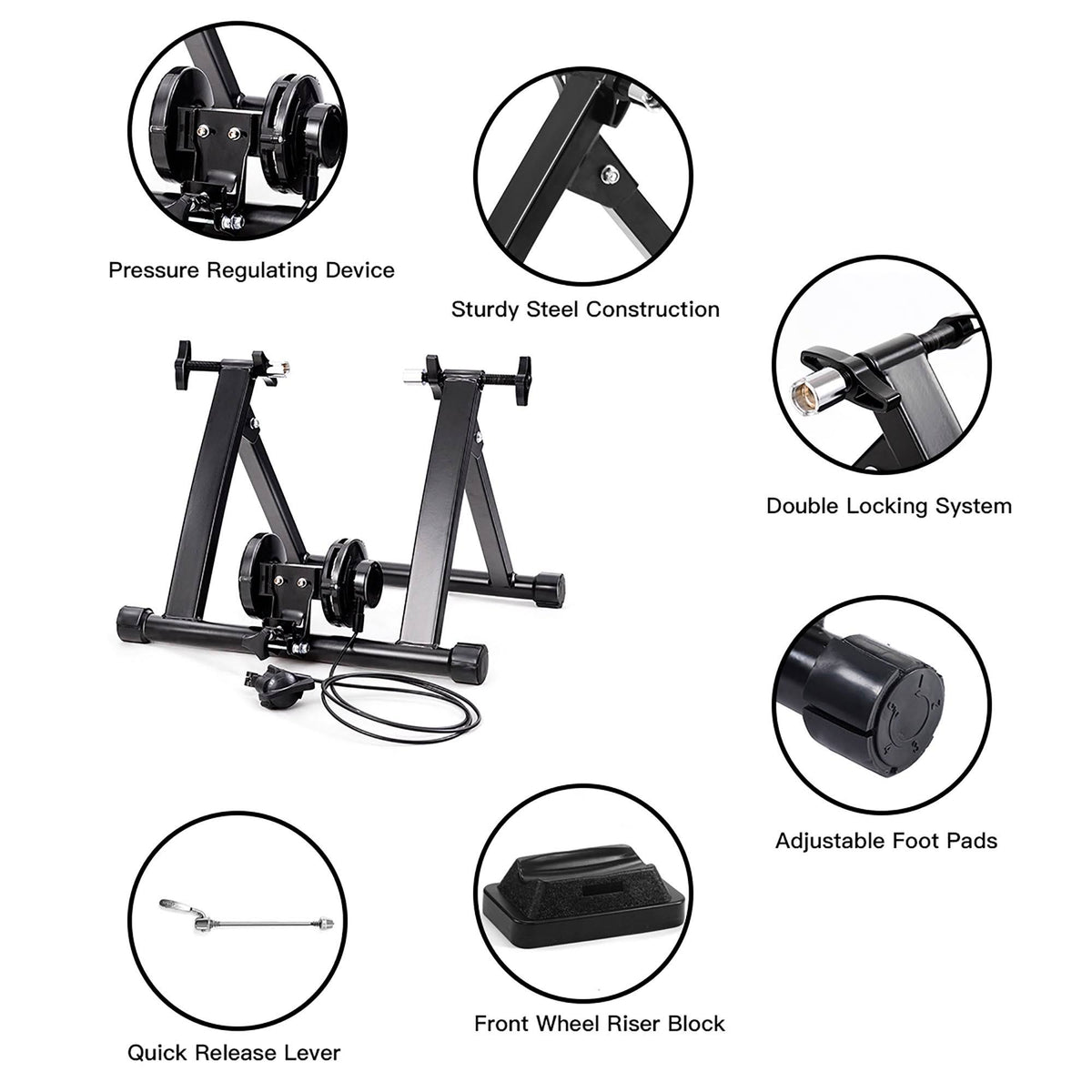 Magnetic Indoor Bicycle Trainer Exercise Stand 8 Levels - Black Y51274
