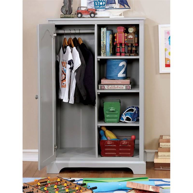 Solid Wood 4-Shelf Closet Storage in Gray J983223