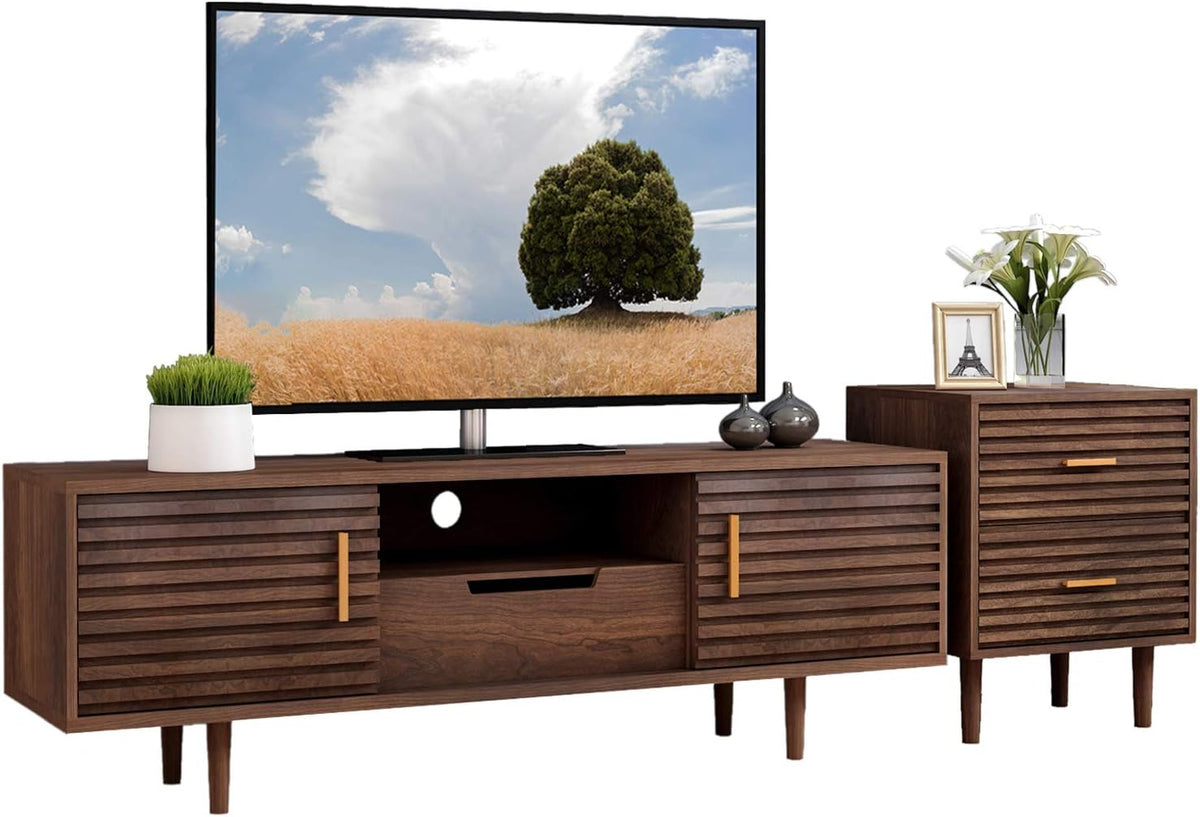 Mid-Century Modern TV Stand with End Table, TV Console Storage Cabinet N67204