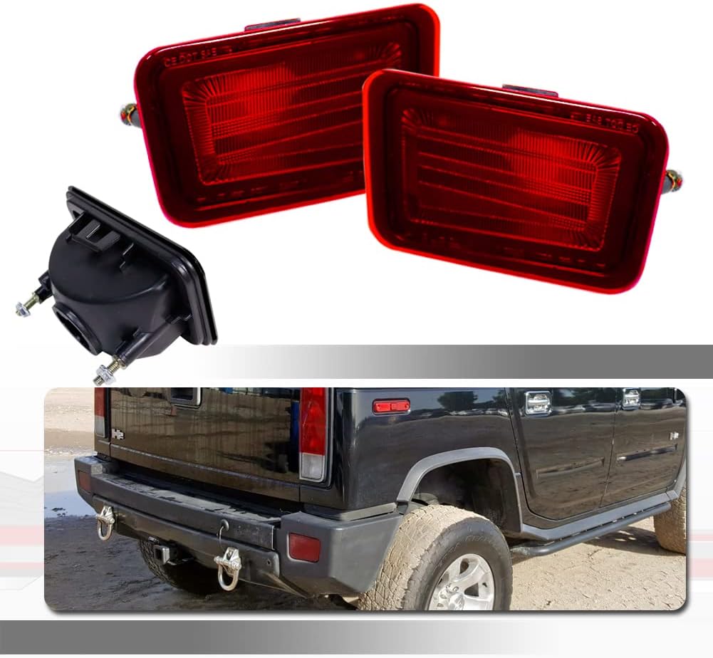 Red Lens Rear Bumper Reflectors Tail Light Housings Pack of 2 Y230076