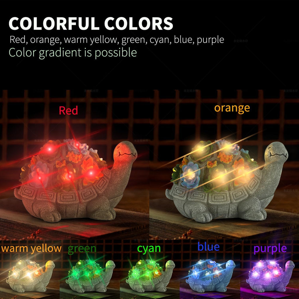 Turtle Statue with Succulent and 7 LED Colour Lights Z452786