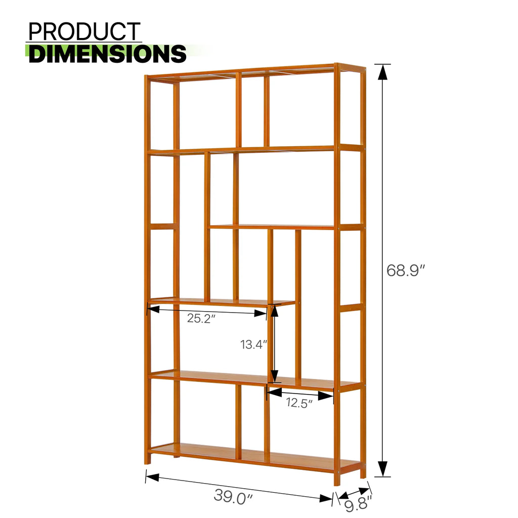 Bamboo 6 Tiers Brown Bookshelf W346