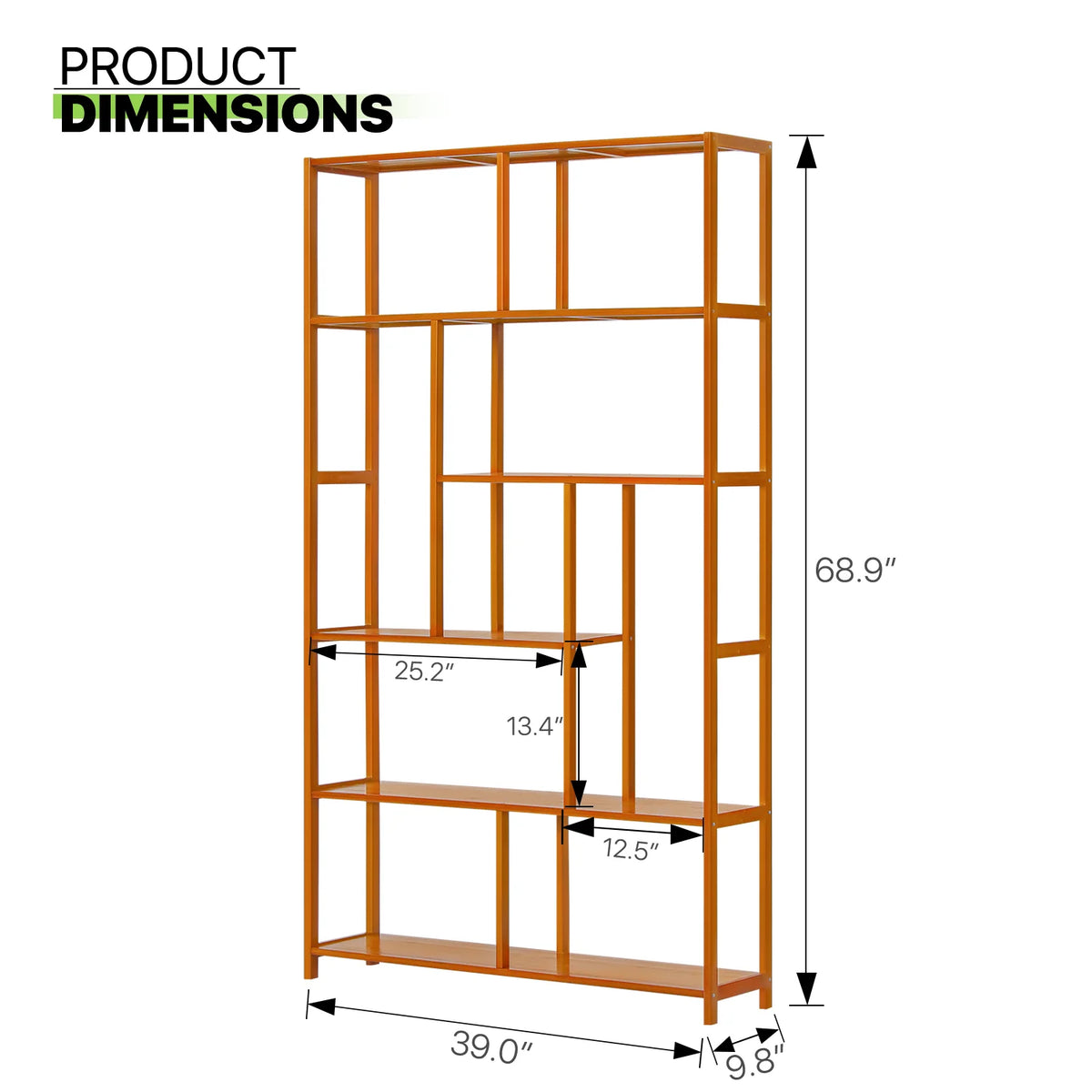 Bamboo 6 Tiers Brown Bookshelf W346