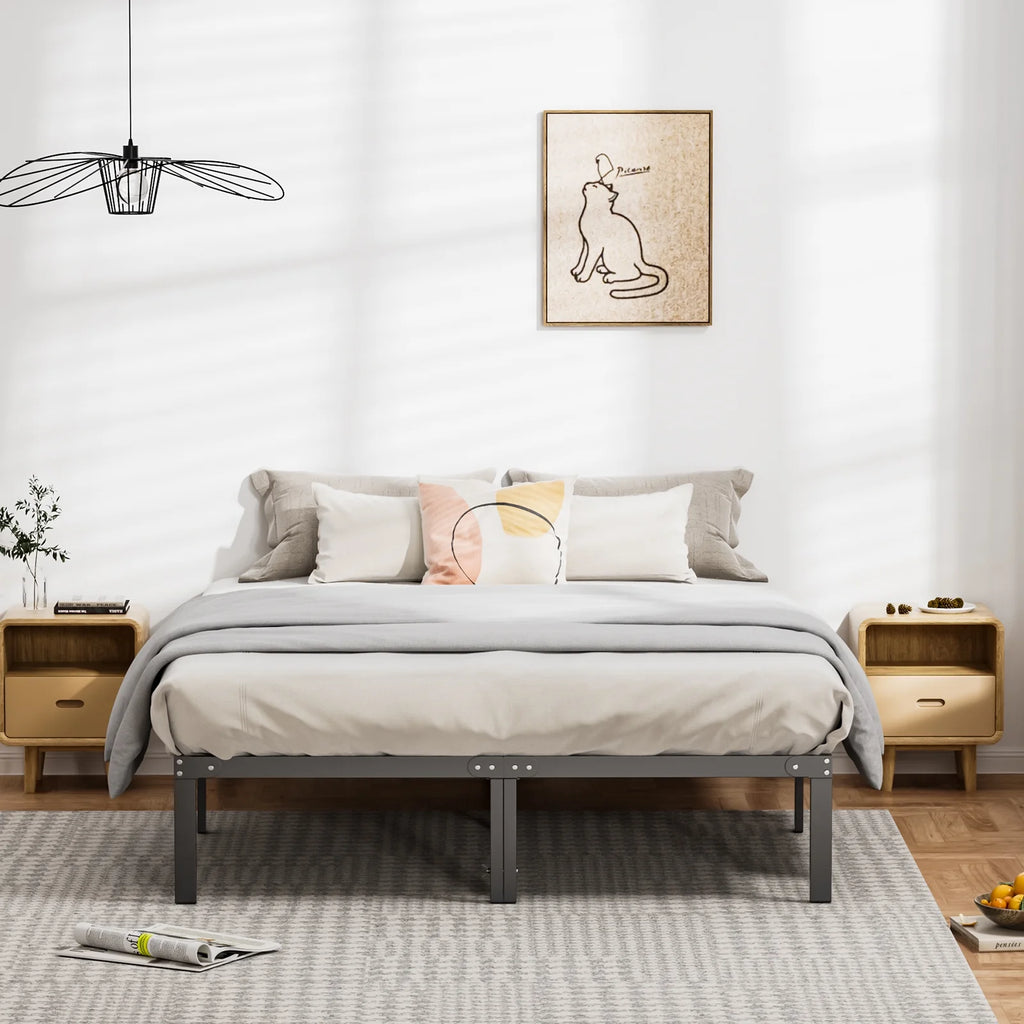 Queen Size Black Metal Platform Bed Frame S5465