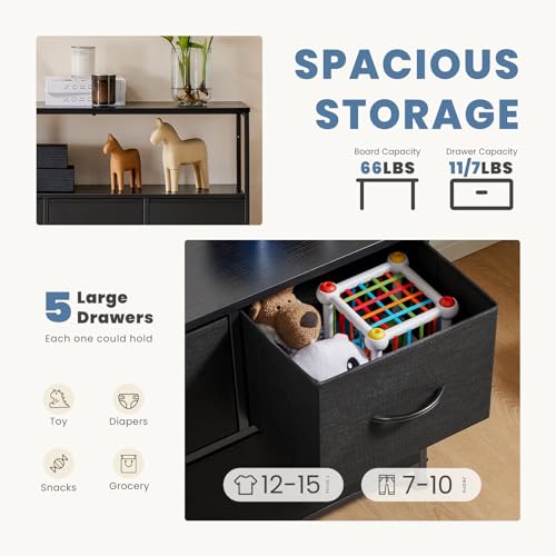 TV Stand Dresser with 5 Fabric Storage Drawers D55182