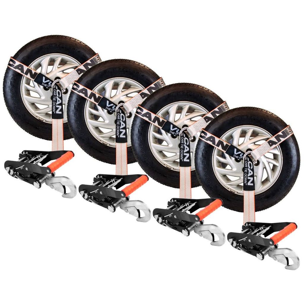 2 inch x 96 inch Car Tie Down with Snap Hooks, 4 Pack P969