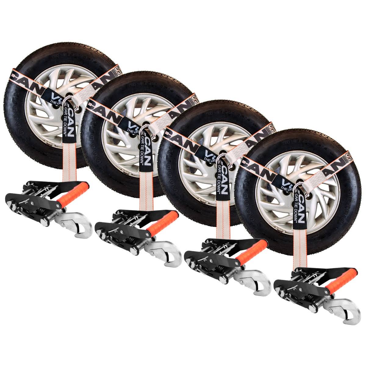 2 inch x 96 inch Car Tie Down with Snap Hooks, 4 Pack P969