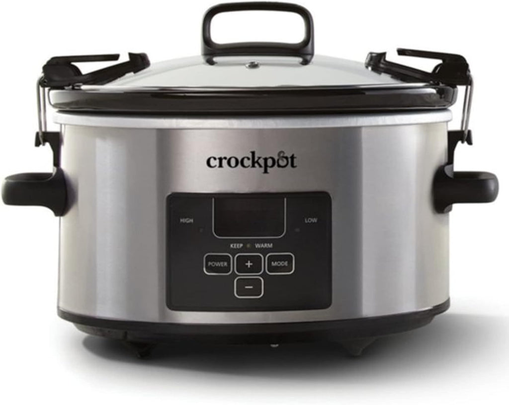 4 Quart Programmable Slow Cooker with Locking Lid, Stainless Steel S43356