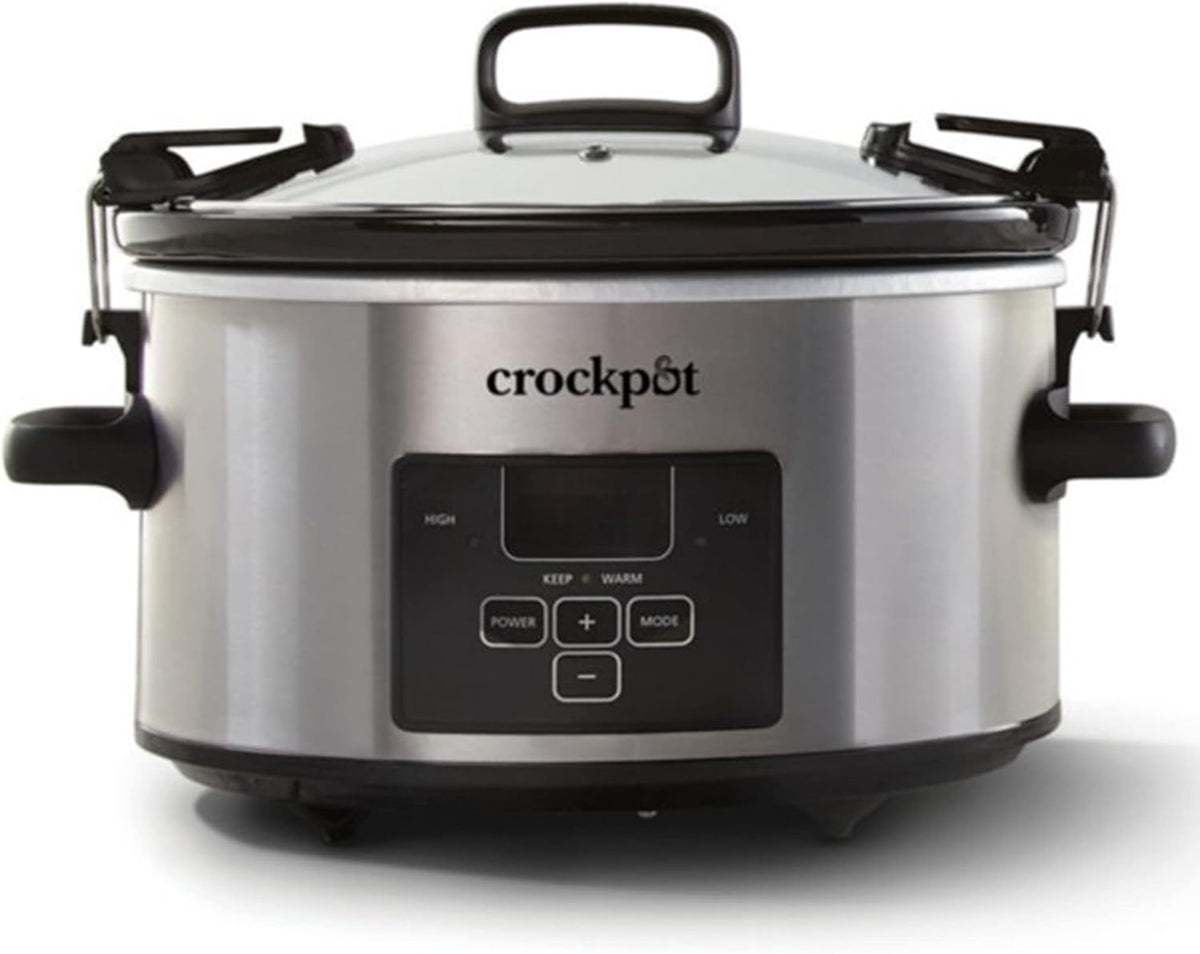 4 Quart Programmable Slow Cooker with Locking Lid, Stainless Steel S43356