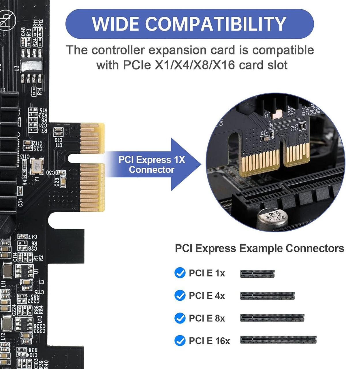 1X PCIE SATA Card 16 Ports with 16 SATA Cables T90700