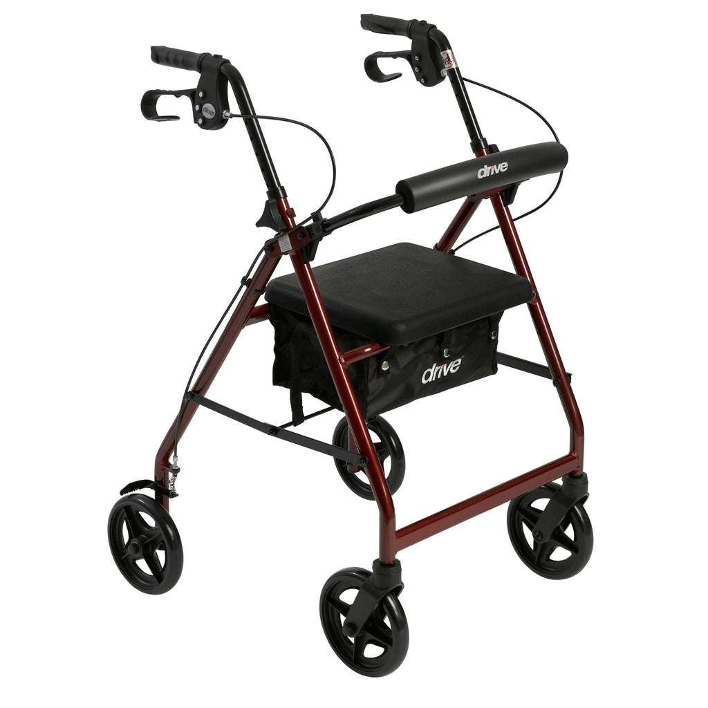 Red Aluminum Rollator with Padded Seat L966