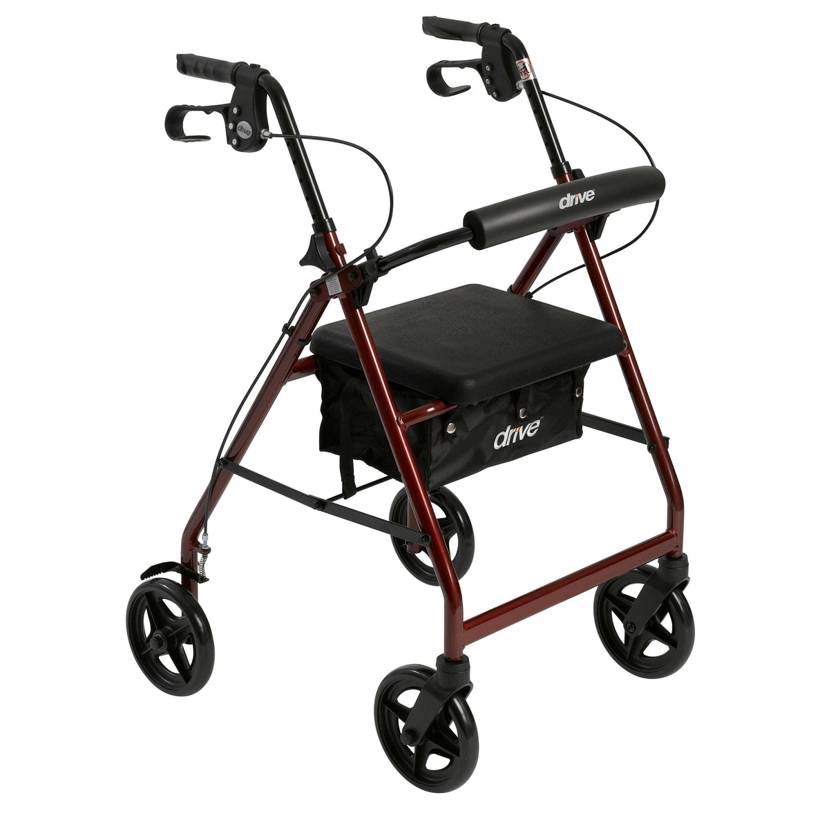 Red Aluminum Rollator with Padded Seat L966