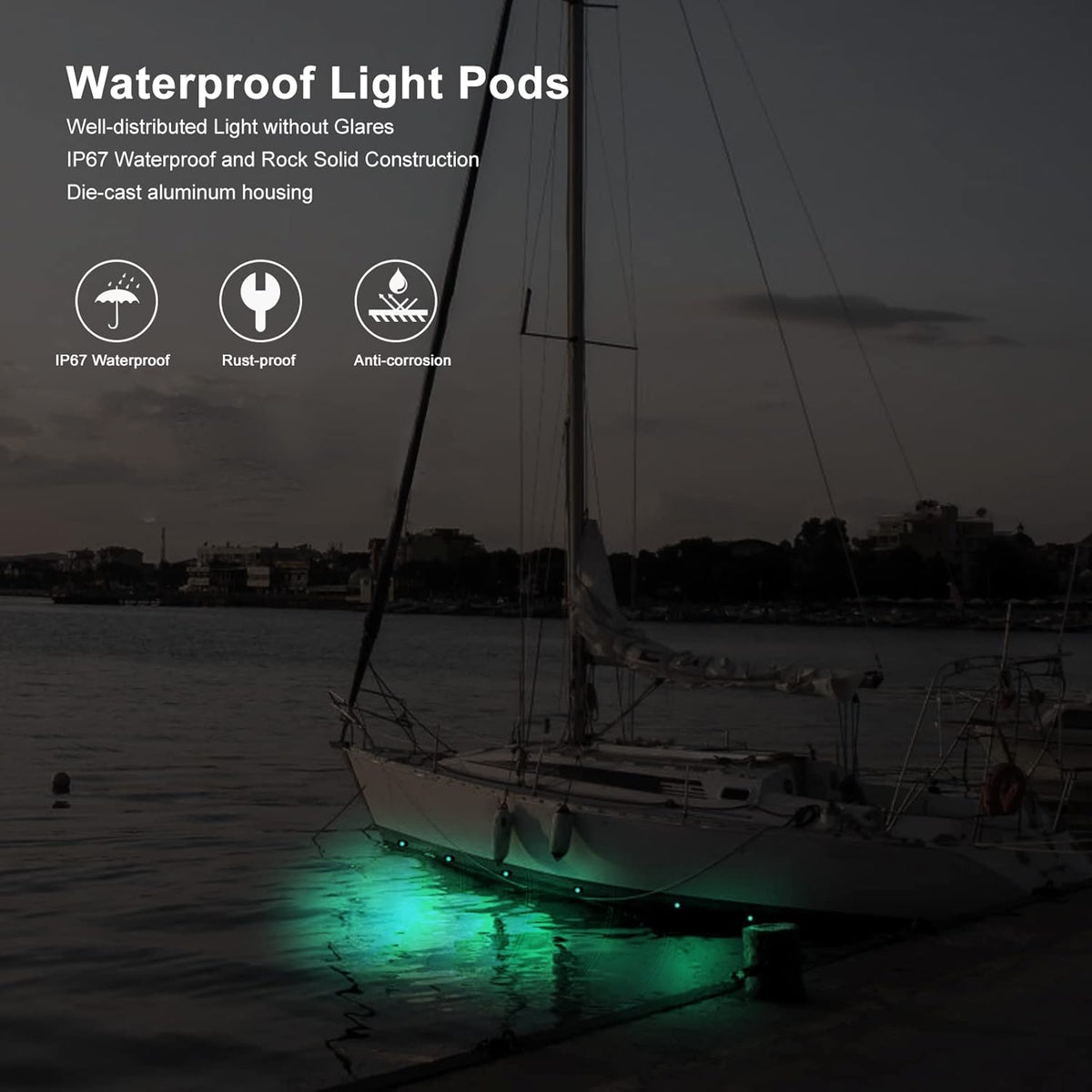 RGB LED Rock Lights 4 Pods Multicolor Waterproof Underglow Kit N1946