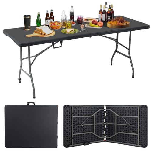 White 6 Foot Heavy Duty Plastic Folding Table H75273