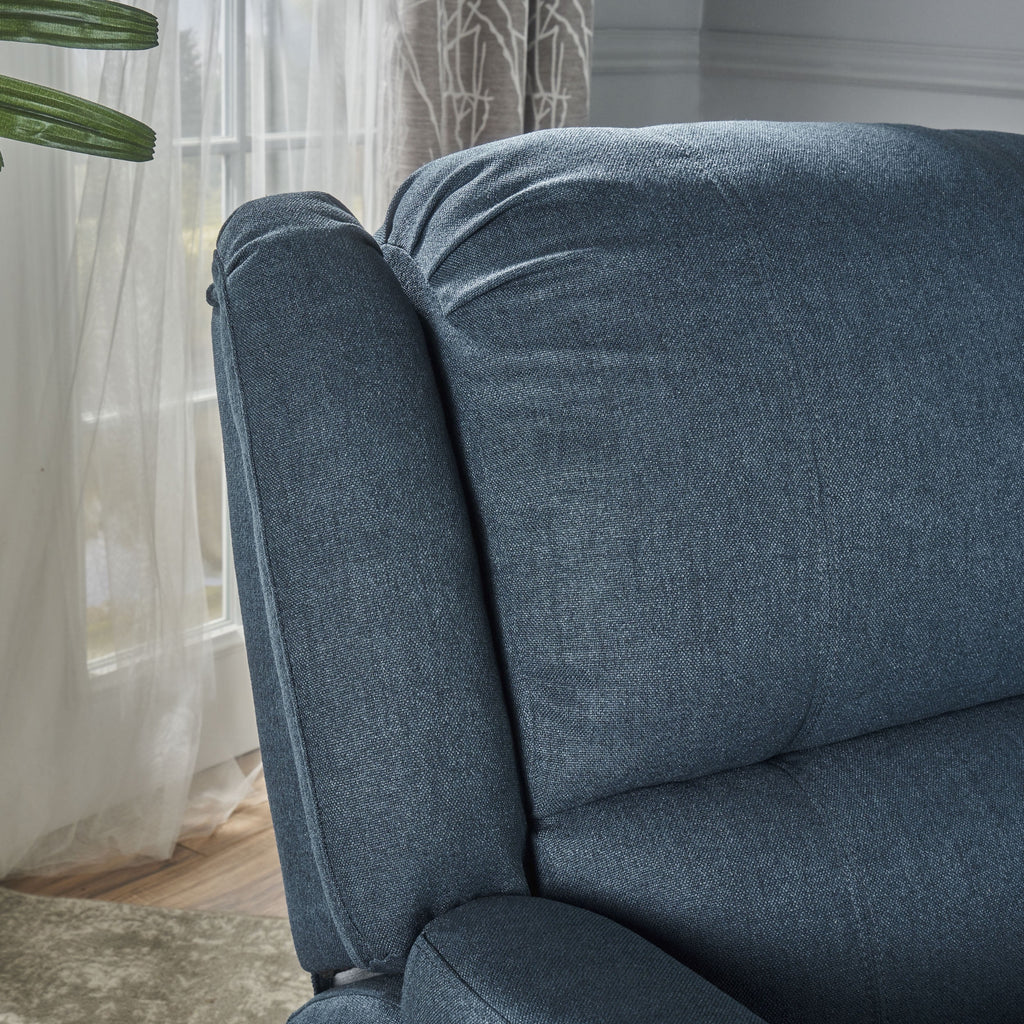 Navy Blue Fabric Tufted Swivel Glider Recliner U3341