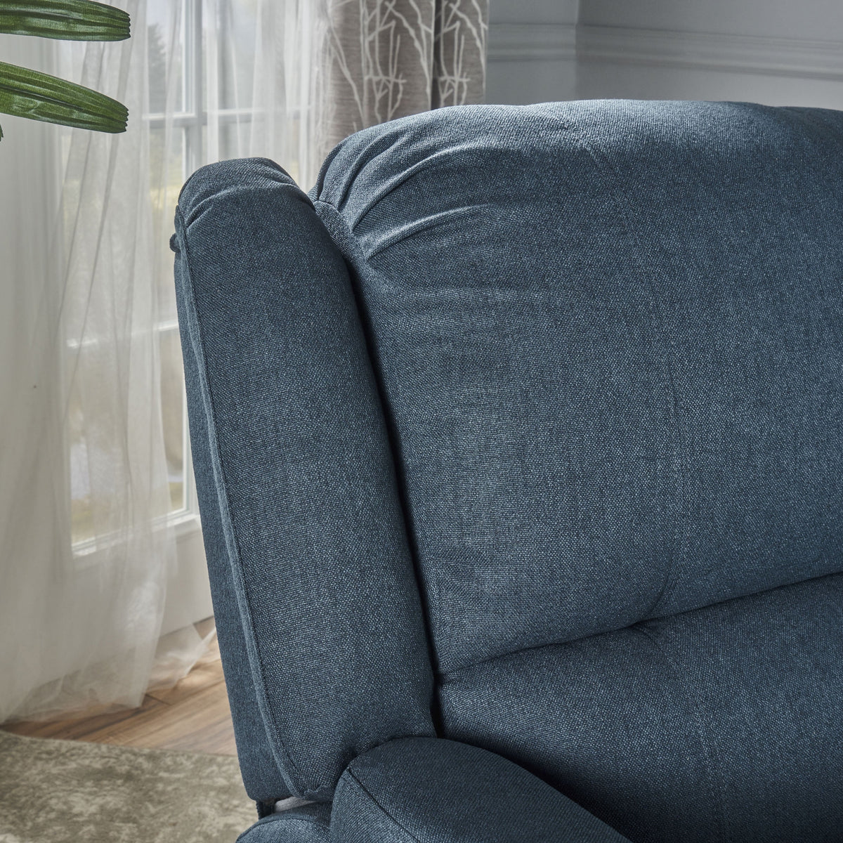 Navy Blue Fabric Tufted Swivel Glider Recliner U3341