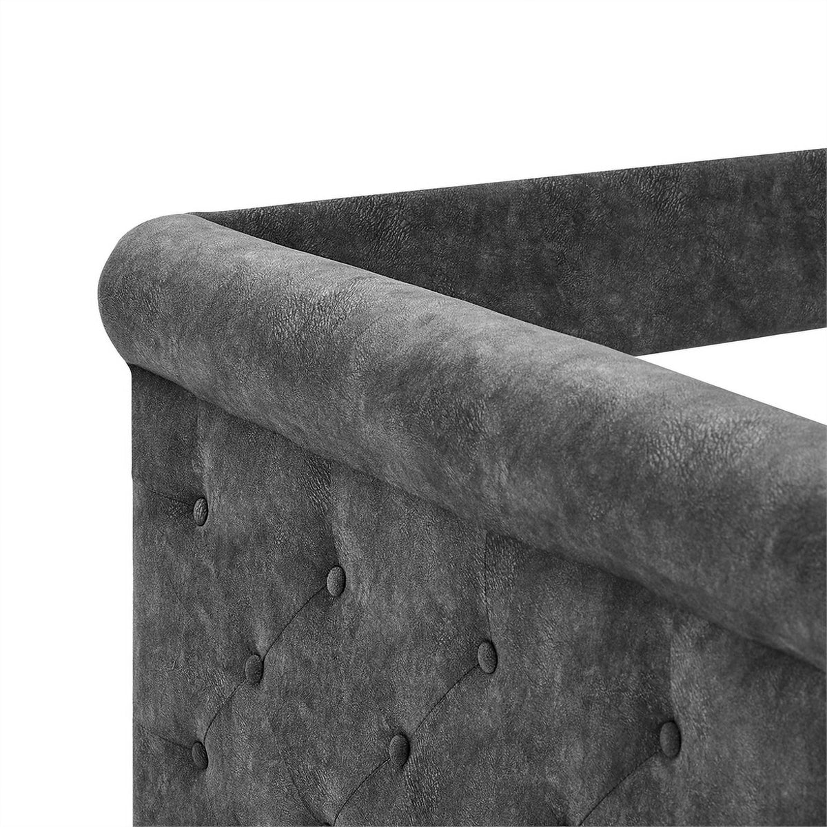 Gray Upholstered Tufted Sofa Bed With Rollers F6393