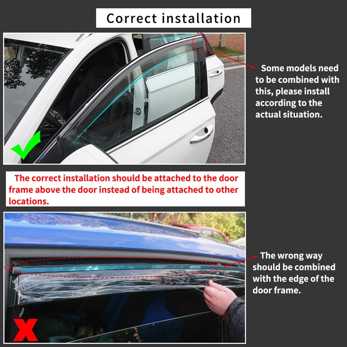 Smoke Car Window Visors Tape-On Outside Deflectors W1517