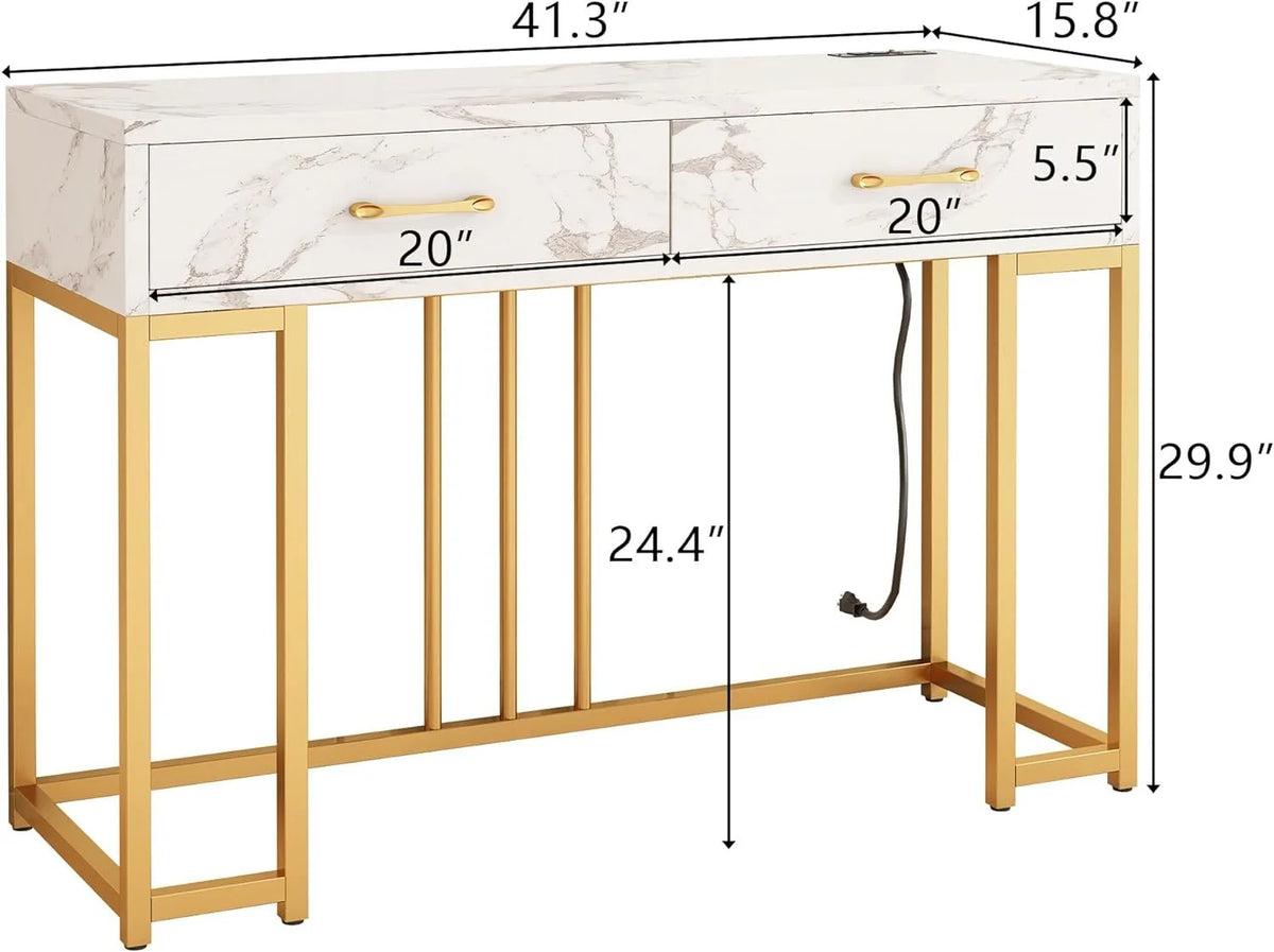 Marble White 2 Drawer Console Table O4732