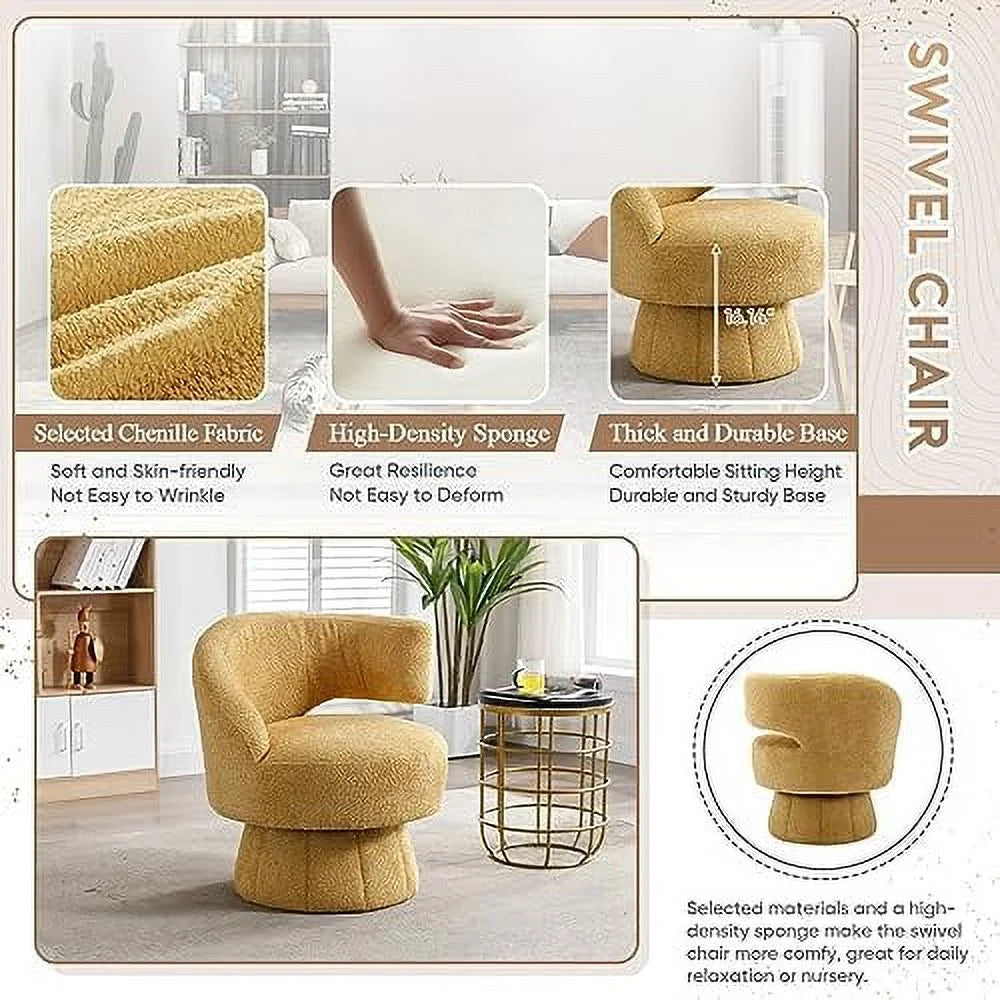 Velvet Swivel Barrel Chair with Gold Metal Base T275