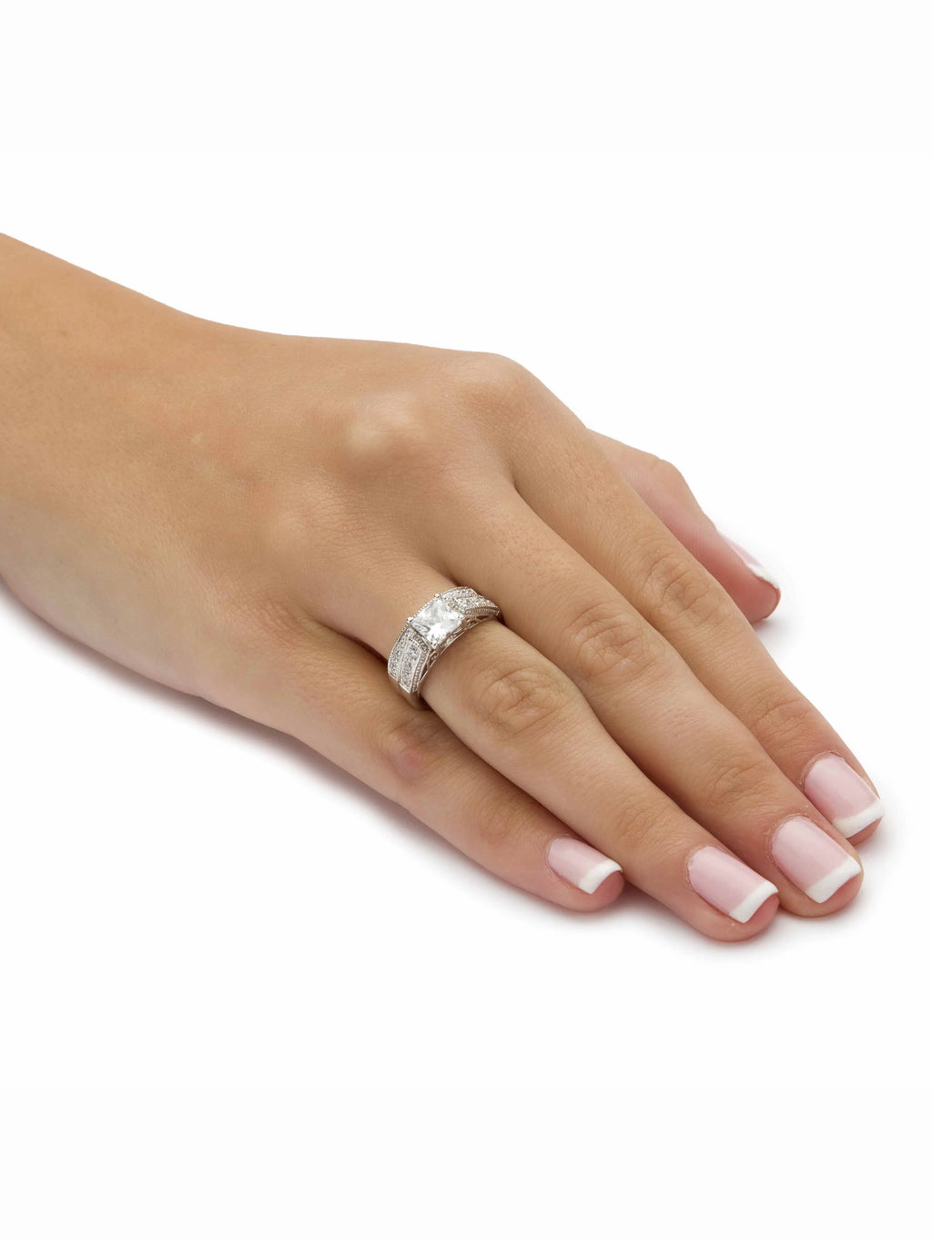 Princess-Cut Cubic Zirconia 2-Piece Bridal Ring Set in Solid 10k White Gold G6867