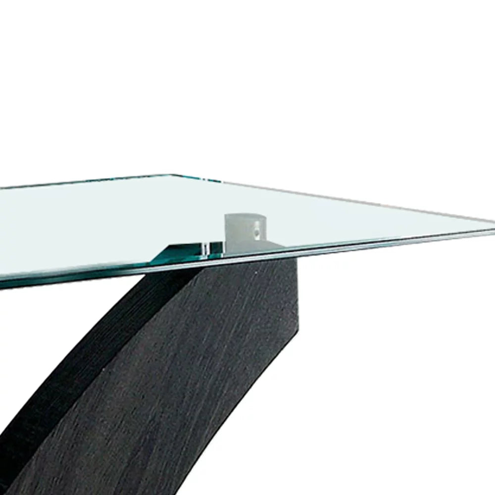 Sofa Table with Curved V Base and Rectangular Glass Top O608