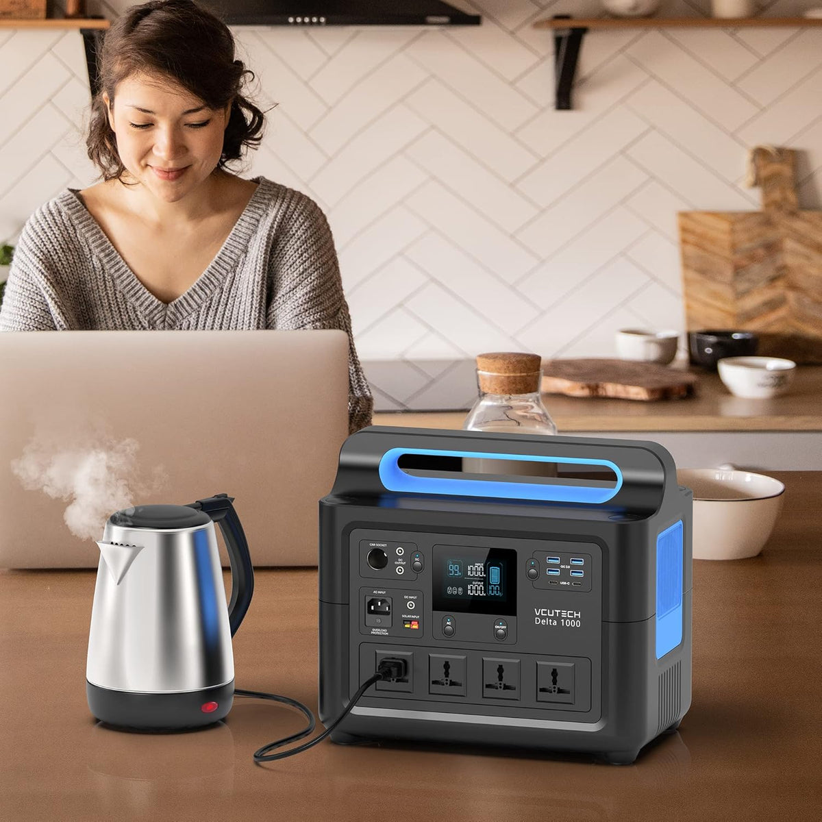 Portable Power Station 1000W Solar Generator with Solar Panel K26623