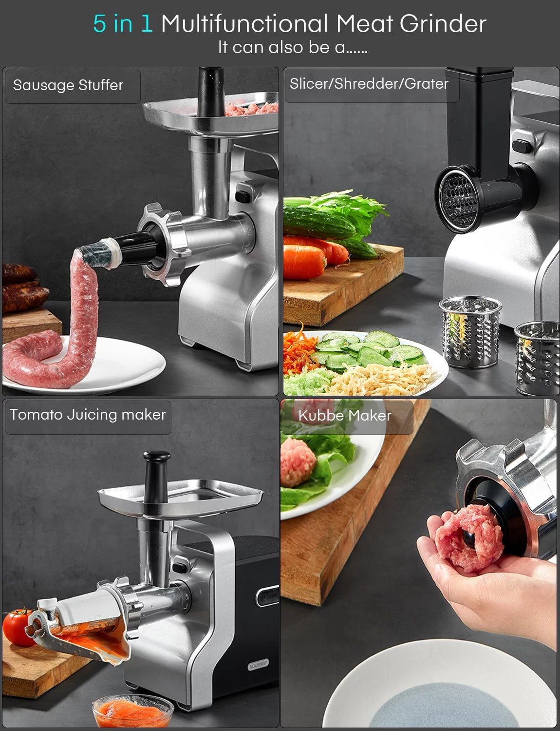 3000W Electric Meat Grinder with 3 Stainless Steel Grinding Plates W54445