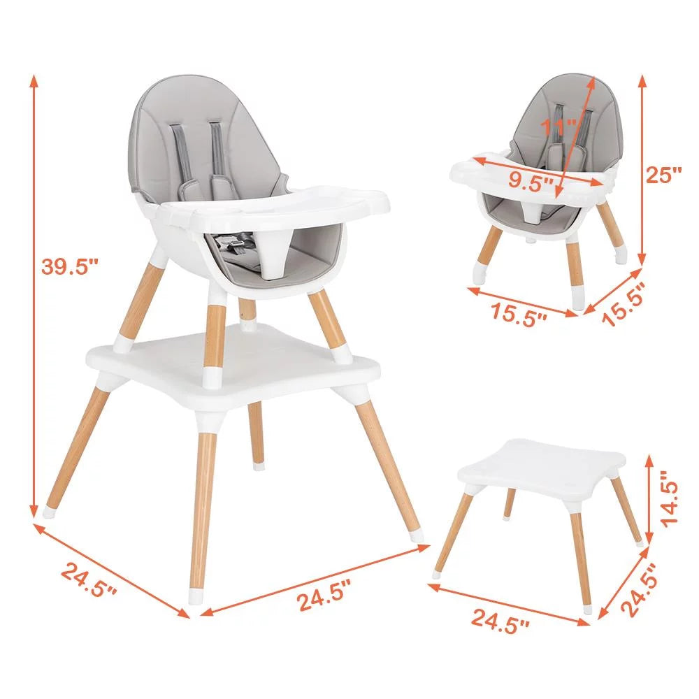 Wooden Gray Convertible High Chair O5247