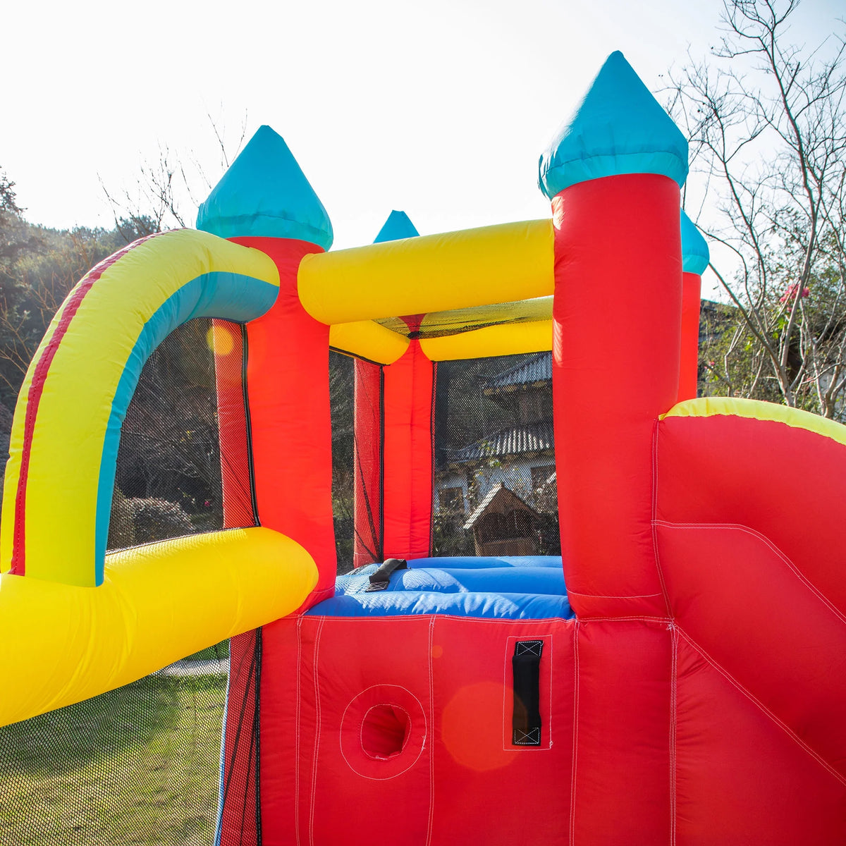 4 in 1 Inflatable Bounce House with Slide, Climbing Wall, and Pool or Ball Pit Z108372