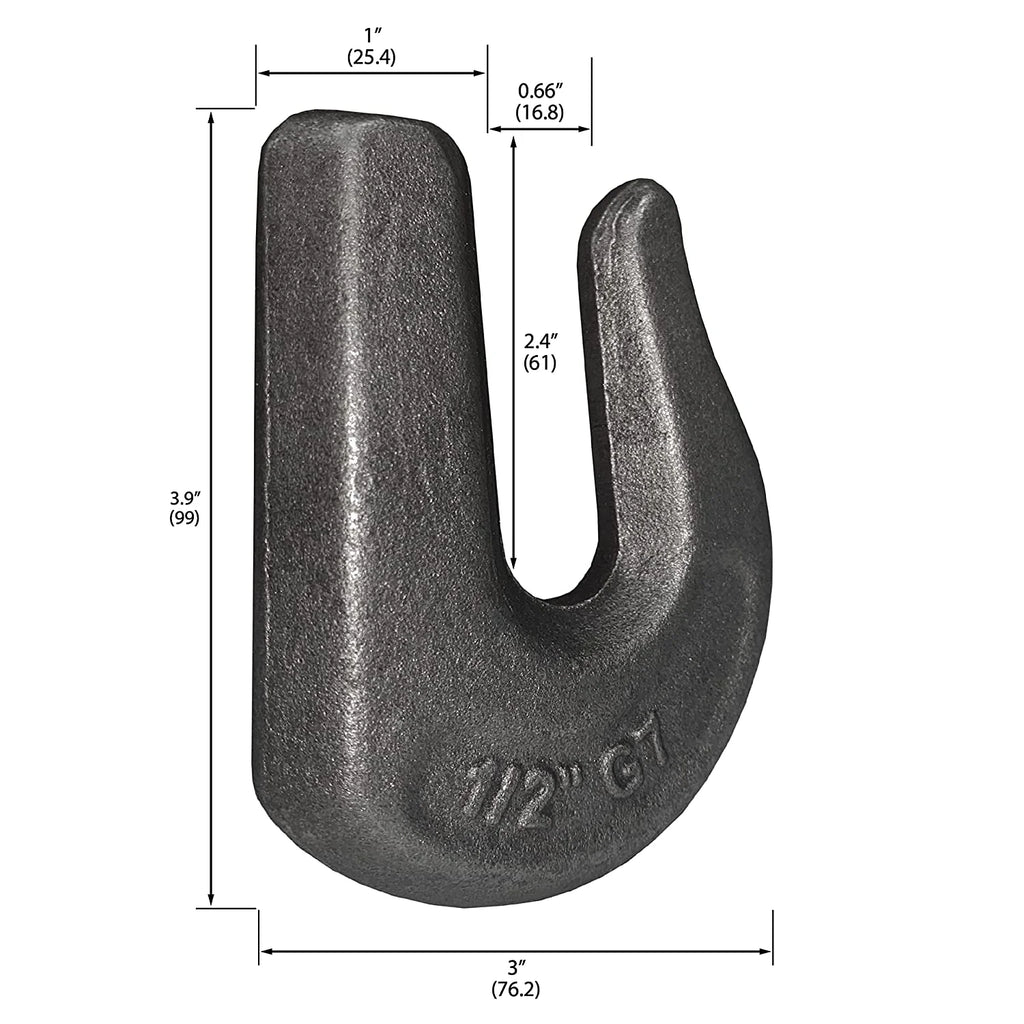 2 Pack Heavy Duty 1/2" Weld On Grab Hook, Grade 70 Clevis Chain Hook M34122
