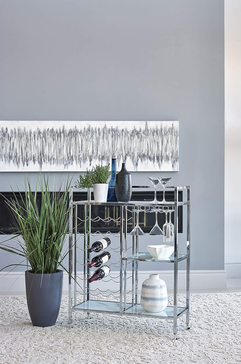 Chrome Glass Shelf Serving Cart R837708