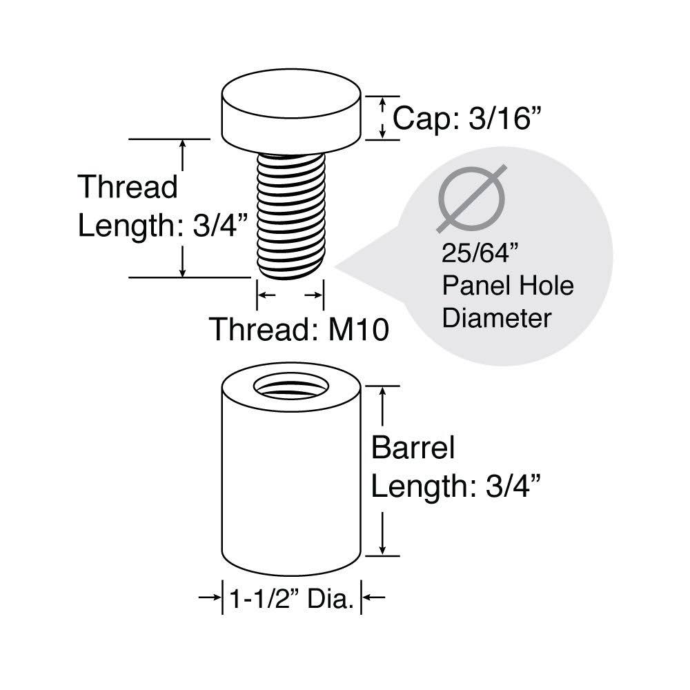48 Piece Brushed Finish Stainless Steel Standoff C620935