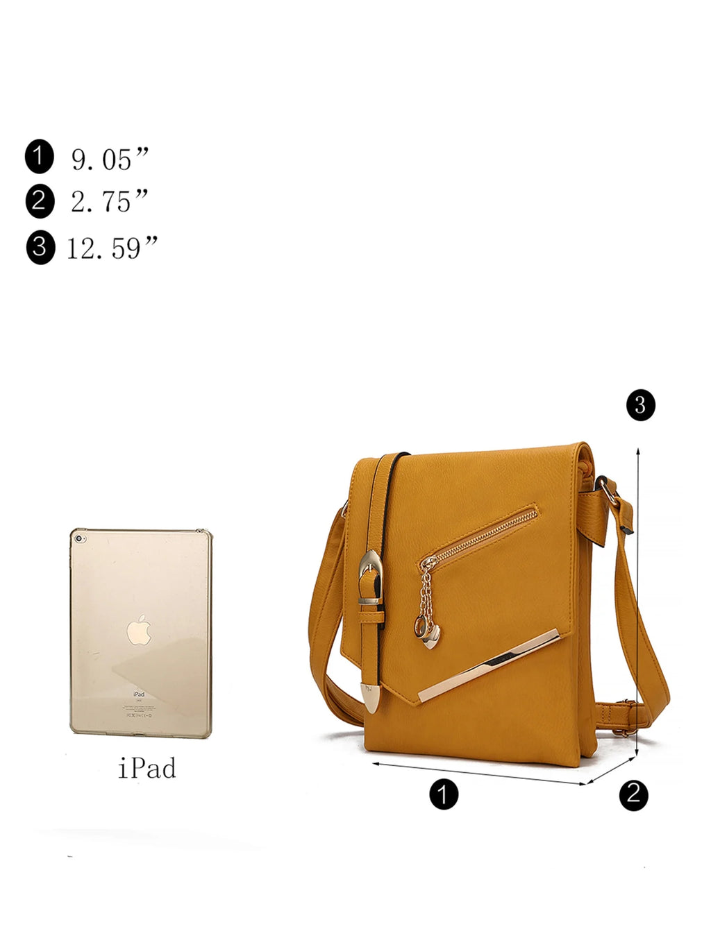Mustard Vegan Leather Crossbody Bag D4752