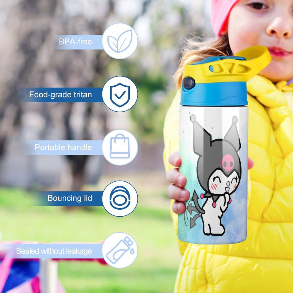 Stainless Steel Vacuum Insulated Children's Water Bottle With Straw P66968