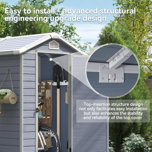 5 x 3FT Resin Storage Shed with Floor and Lockable Door L718835