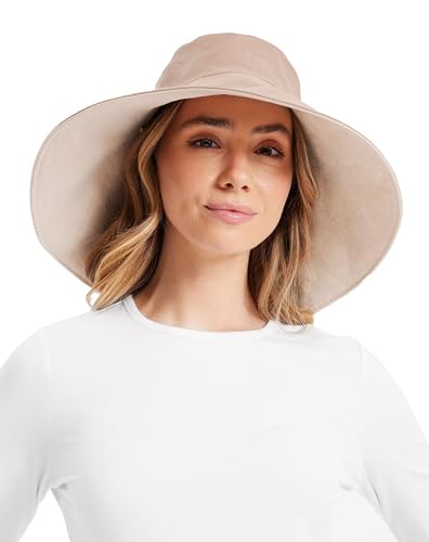 Women’s Ultra-Wide Cotton Linen Sun Hat UPF 50+ Packable Adjustable B24890