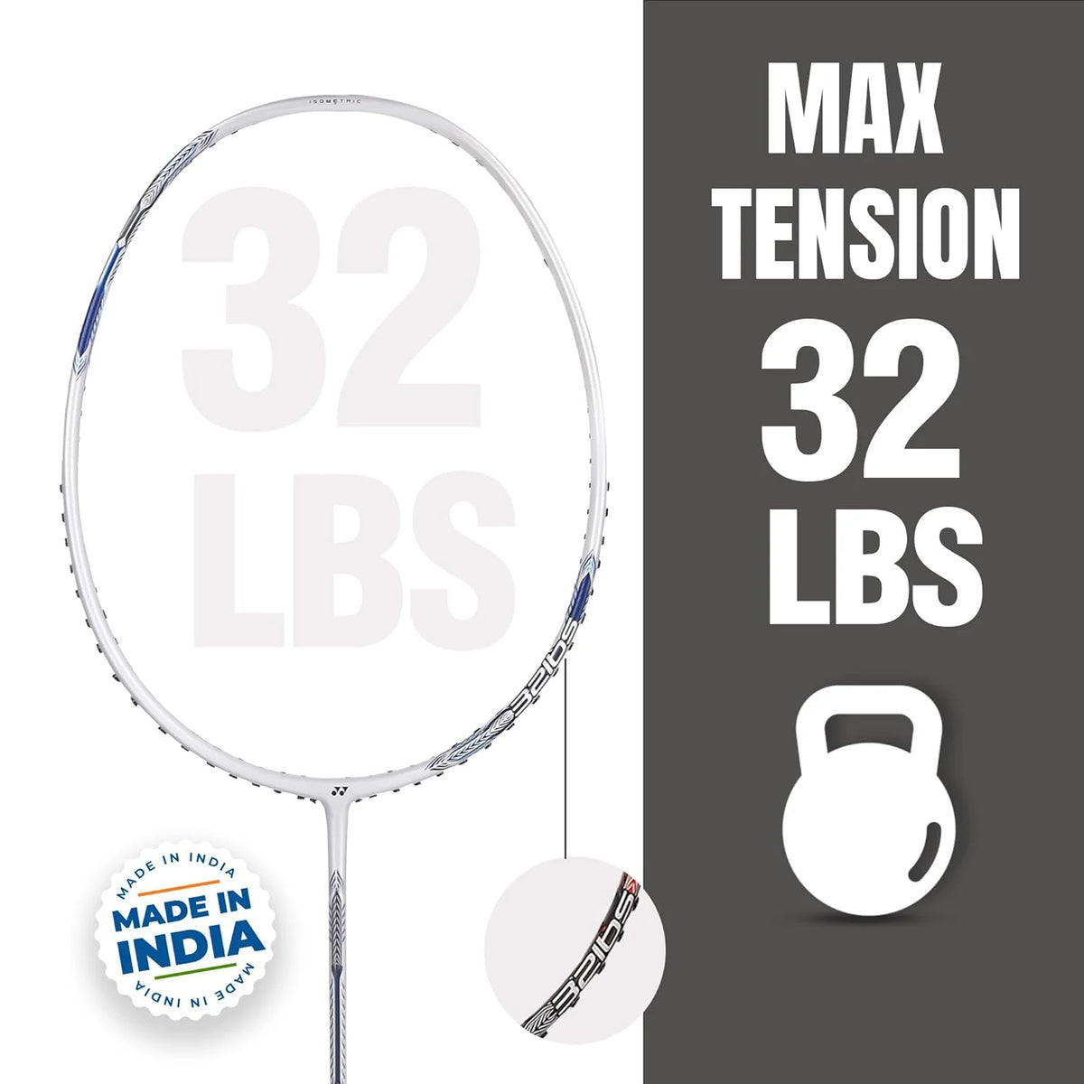 Pearl White Badminton Racquet 4U G374564