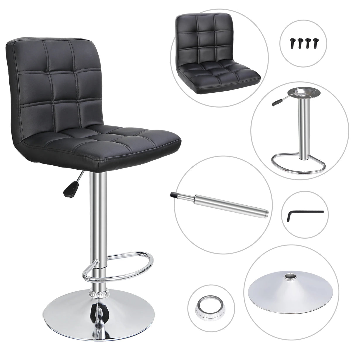 Set of 2 Height Adjustable Swivel Bar Stool V261