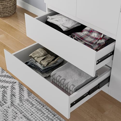 White 4 Door 2 Drawers Wooden Armoire Wardrobe D111