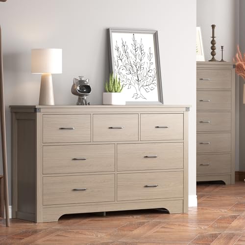 White 6 Drawer Wood Dresser with Metal Handle J39932