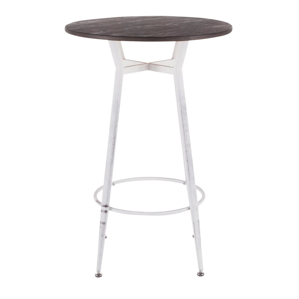 Vintage White Round Bar Table with Espresso Bamboo C487316